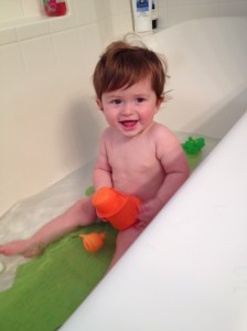 He's got the whole tub to play in now!