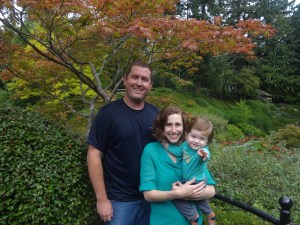 Trying to get a family photo at Butchart Gardens