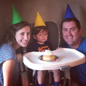 First cupcake. He seems unsure.