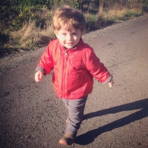 Going for a family walk outside of the stroller