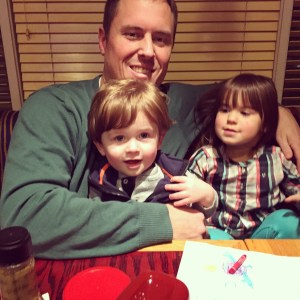 Hanging with Uncle Eric and Brinley at Red Robin! Yum!a