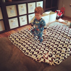 Goofing around with pillows and blankets