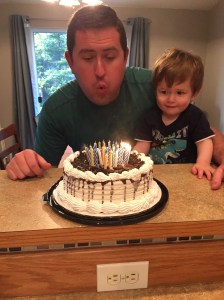 Ice cream cake and fire! Good combo!