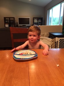 Owen wanted to eat dinner at the table tonight with Jeremy and I. It was a bit crazy, but a fun experiment.