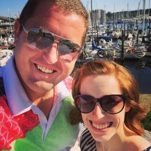 We had dinner to celebrate our anniversary last night. We then took a picture at the waterfront where Jeremy proposed to me! 