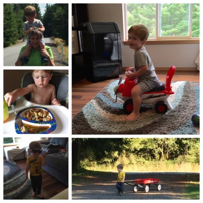 Monday - Grandma watched Owen so I could go to lunch with a student and run some errands. Our evening was spent playing and I experimented with giving Owen syrup with his French Toast. It was bath night so I called it 