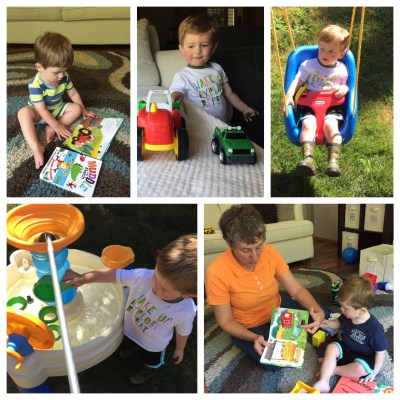 Friday - Owen got new books in the mail! We spent the day getting ready for Jeremy to get home and playing. I had a MOPS meeting that evening, so Grandma came over to hang out with Owen until Jeremy could home 