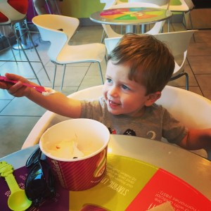 Running errands together has some perks - like stops for frozen yogurt!