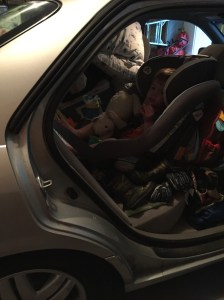 Loaded and ready to go! We packed the car to the brim, but Owen didn't seem to mind.