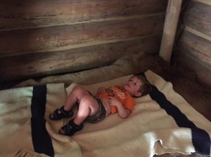 Attempting to take a nap at Fort Clatsop