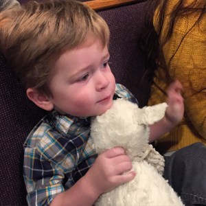 Lamby made it to church too... I was grateful that I was able to get Owen into the nursery without Lamby by his side. It took some distracting!